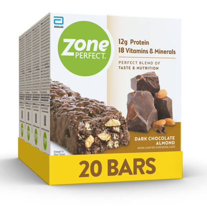 Picture of Zone Perfect Protein Bars, Dark Chocolate Almond, 12g of Protein, Nutrition Bars with Vitamins & Minerals, Great Taste Guaranteed, 20 Bars