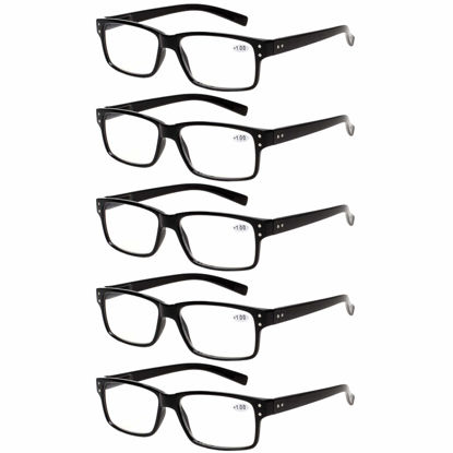 Picture of Reading Glasses 5 Pairs Quality Readers Spring Hinge Glasses for Reading for Men and Women (5 Pack Black, 4.50)