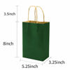 Picture of 100 Pack 5.25x3.25x8 inch Small Green Kraft Paper Bags with Handles Bulk, Bagmad Gift Bags, Craft Grocery Shopping Retail Party Favors Wedding Bags Sacks (Dark Green, 100pcs)