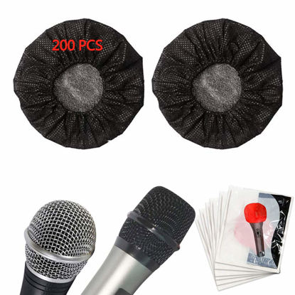 Picture of 200 Pcs Microphone Cover Disposable,Non-Woven Fabric Mic Cover,for Karaoke,Press Conference,Recording Room and Any Shared Environmen