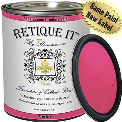 Picture of Retique It Chalk Furniture Paint by Renaissance DIY, 32 oz (Quart), 54 Cerise, 32 Ounces