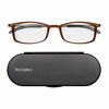 Picture of ThinOptics Milano Aluminum Frontpage Brooklyn Rectangular Reading Glasses, Brown Frames/Silver Case, 2 x + 2