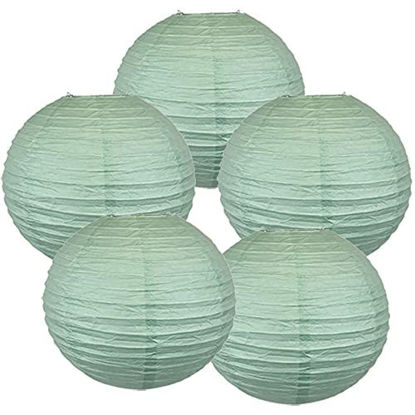 Picture of Just Artifacts 12-Inch Sage Chinese Japanese Paper Lanterns (Set of 5, Sage)