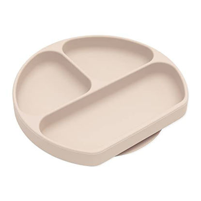 Picture of Bumkins Silicone Grip Dish, Suction Plate, Divided Plate, Baby Toddler Plate, BPA Free, Microwave and Dishwasher Safe - Sand
