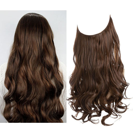 GetUSCart SARLA Ginger Brown Invisible Wire Hair Extensions Wavy