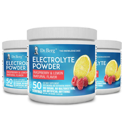 Picture of Dr. Berg's Original Keto Electrolytes Powder - Sugar Free Electrolyte Powder - No Maltodextrin - Hydration Powder - Raspberry Lemon 50 Servings 3 Pack