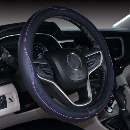 Picture of Mayco Bell Microfiber Leather Car Large Steering Wheel Cover (15.25''-16'', Black Purple)