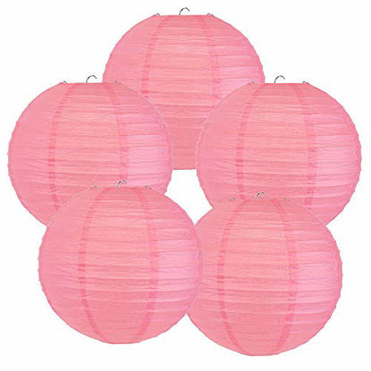 Picture of Just Artifacts 10-Inch Hot Pink Chinese Japanese Paper Lanterns (Set of 5, Hot Pink)