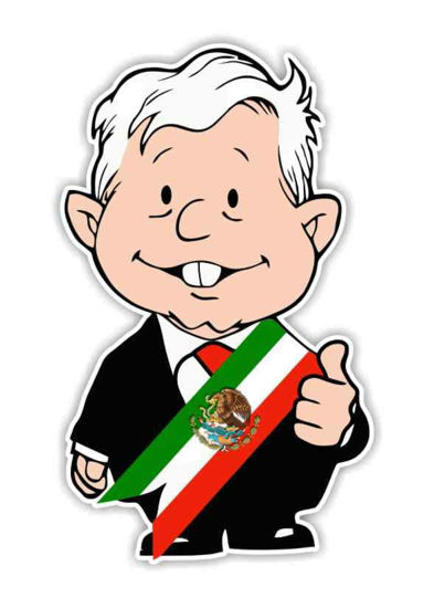 Picture of AMLO Lopez Obrador AMLITO Presidente Precision Cut Decal (3"h X 1.8"w)