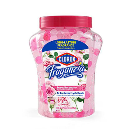 Picture of Clorox Fraganzia Air Freshener Crystal Beads Sweet Rosewater 12oz | Long-Lasting Air Freshener Beads 12 Ounces | Easy to Use Vented Jar Air Scent Beads for Homes, Bathrooms, Closets, Car or Office