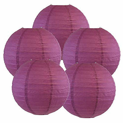 Picture of Just Artifacts 10-Inch Mulberry Purple Chinese Japanese Paper Lanterns (Set of 5, Mulberry Purple)