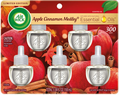 Picture of Air Wick Plug in Scented Oil Refill, Apple Cinnamon Medley, 5ct, Air Freshener, Essential Oils