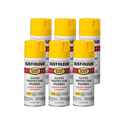 Picture of Rust-Oleum 7747830-6PK Stops Rust Spray Paint, 12 oz, Gloss Sunburst Yellow, 6 Pack