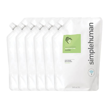 Picture of simplehuman Cucumber Moisturizing Liquid Hand Soap Refill Pouch, 34 Fl. Oz, Pack of 6