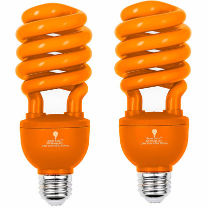 Picture of 2 Pack BlueX CFL Light Bulb 24W - 100-Watt Equivalent - E26 Spiral Replacement Bulbs - Bulb Decorative Illumination - for Indoor or Outdoor - DJ, Colored Bulbs CFL, Party, Halloween Bulbs (Orange)