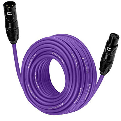 Picture of Balanced XLR Cable Male to Female - 35 Feet Purple - Pro 3-Pin Microphone Connector for Powered Speakers, Audio Interface or Mixer for Live Performance & Recording
