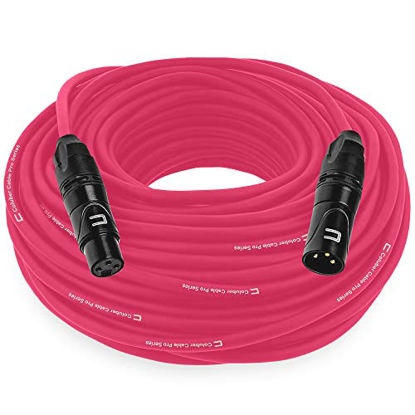 Picture of Balanced XLR Cable Male to Female - 50 Feet Pink - Pro 3-Pin Microphone Connector for Powered Speakers, Audio Interface or Mixer for Live Performance & Recording