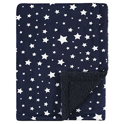 Picture of Hudson Baby Unisex Baby Plush Blanket, Navy Star, One Size