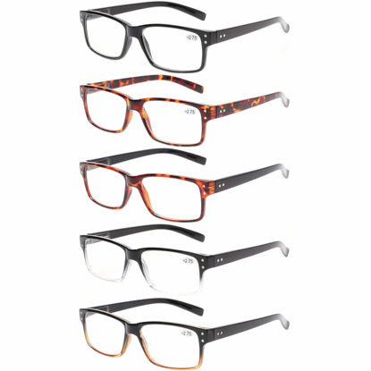 Picture of Reading Glasses 5 Pairs Quality Readers Spring Hinge Glasses for Reading for Men and Women (5 Pack Mix Color, 6.00)