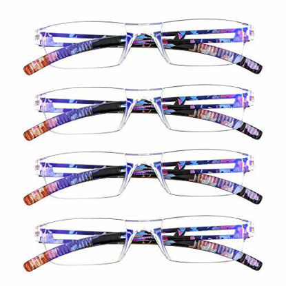 Picture of LifeArt 4 Pairs Reading Glasses, Blue Light Blocking Glasses, Computer Reading Glasses for Women and Men, Fashion Rectangle Eyewear Frame(4 PinkFloral, +2.50 Magnification)