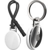 Picture of 2 Pack laylion Air Tag Keychain for Apple Airtags Holder, Mirror Polished Stainless Steel Ring Minimalist Slim Thin AirTag Secure Case with Strap Installed at The Gap of Battery Cover