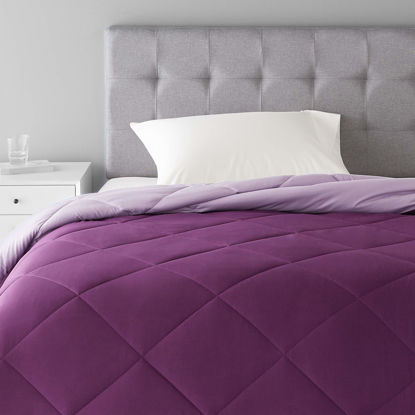 Picture of Amazon Basics Reversible, Lightweight Microfiber Comforter Blanket - Twin / Twin XL, Plum / Light Purple