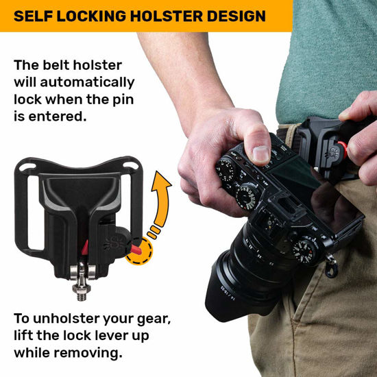 Spider Holster BlackWidow – Self-Locking Belt Holster For Lightweight Cameras (Over 4oz)