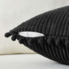 Picture of Fancy Homi Pack of 2 Black Decorative Throw Pillow Covers with Pom-poms, Soft Corduroy Solid Square Cushion Cases Set for Couch Sofa Bedroom Car Living Room (24x24 Inch/60x60 cm, Black)
