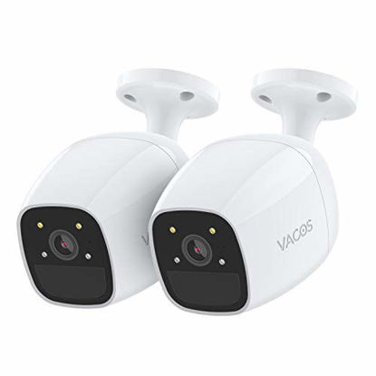 Picture of [2021 Upgrade] 2pcs Wireless Outdoor Security Cameras, Vacos WiFi Rechargeable Camera Battery Powered w/1080p Color Night Vision,16 GB Local&Cloud Storage,PIR & AI Detection,Two-Way Audio,Waterproof