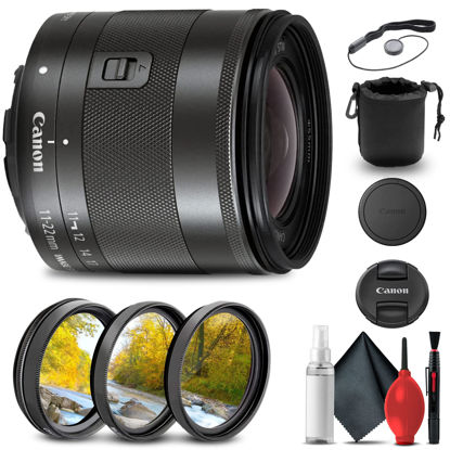 Picture of Canon EF-M 11-22mm f/4-5.6 is STM Lens (7568B002), Filter Kit, Lens Pouch, Cap Keeper, Cleaning Kit