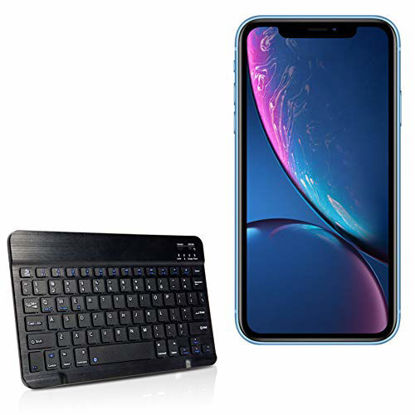 Picture of BoxWave Keyboard Compatible with Apple iPhone XR (Keyboard by BoxWave) - SlimKeys Bluetooth Keyboard, Portable Keyboard with Integrated Commands for Apple iPhone XR - Jet Black