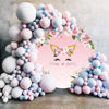 Picture of Laeacco Cute Pink Cat Round Polyester Backdrop 7.5x7.5ft Floral Flowers Photography Background Sweet Girls Newborn Baby Shower Birthday Party Banner Cake Smash Decor Portrait Photo Studio Shoot Props