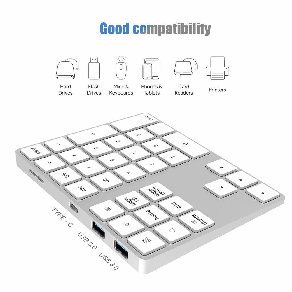 GetUSCart- ASHATA Wireless Numeric Keypad,34 Keys Mini Portable ...