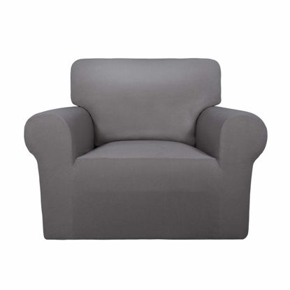 Picture of PureFit Super Stretch Chair Sofa Slipcover - Spandex Non Slip Soft Couch Sofa Cover, Washable Furniture Protector with Non Skid Foam and Elastic Bottom for Kids, Pets （Chair,Light Gray）