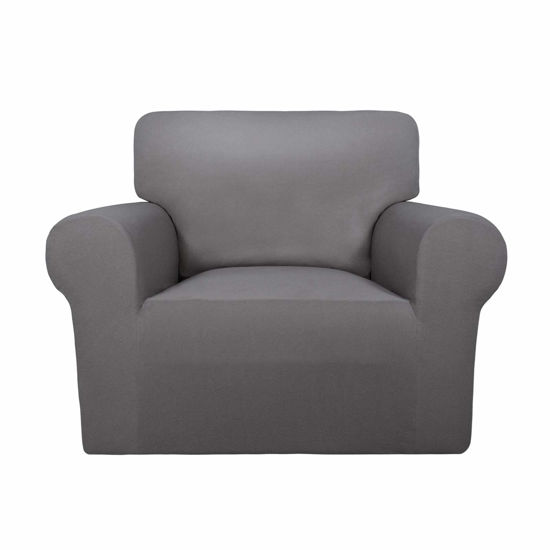 Picture of PureFit Super Stretch Chair Sofa Slipcover - Spandex Non Slip Soft Couch Sofa Cover, Washable Furniture Protector with Non Skid Foam and Elastic Bottom for Kids, Pets （Chair,Light Gray）