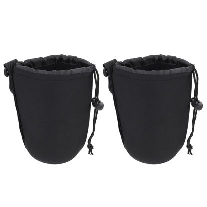 Picture of EXCEART 2PCS Lens Pouch Neoprene Camera Lens Case Drawstring Pouch Size M