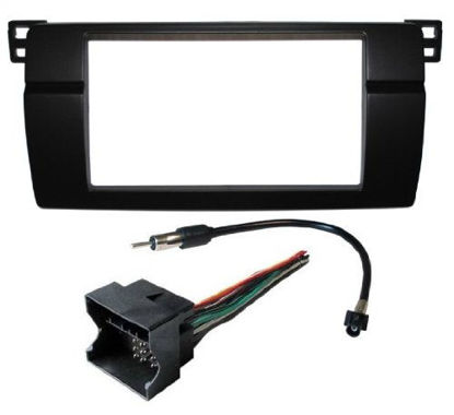 Picture of Aftermarket Radio Stereo Installation Complete Double Din Dash Kit Compatible with BMW 3 Series E46 Wiring Harness Antenna Adapter