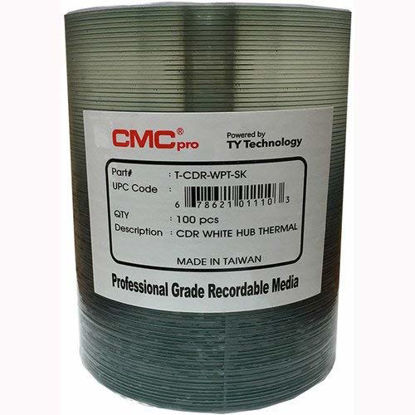 Picture of Taiyo Yuden 100 CMC Pro 52X CDR (CD-R) 80min 700MB White Thermal Hub Printable
