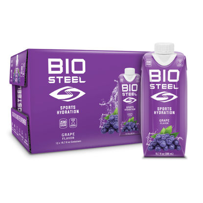 Picture of BioSteel Sports Drink, Sugar-Free Formula with Essential Electrolytes, Grape Flavor, 16.7 Fluid Ounces, 12-Pack