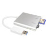 Picture of Foto&Tech Silver Aluminum Super Speed USB 3.0/USB 2.0 Multi in 1 Card Reader for CF/TF/Micro SD/SD/MD/MMC/SDHC/SDXC for MacBook Pro Mac All Laptop PC with Foto&Tech Velvet Bag