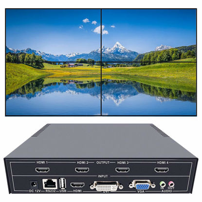 Picture of ISEEVY 4 Channel Video Wall Controller 2x2 HDMI DVI VGA USB Video Processor with RS232 Control for 4 TV Splicing