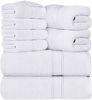 Picture of Utopia Towels White Towel Set, 2 Bath Towels, 2 Hand Towels, and 4 Washcloths, 600 GSM Ring Spun Cotton Highly Absorbent Towels for Bathroom, Shower Towel, (Pack of 8)