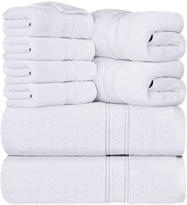Picture of Utopia Towels White Towel Set, 2 Bath Towels, 2 Hand Towels, and 4 Washcloths, 600 GSM Ring Spun Cotton Highly Absorbent Towels for Bathroom, Shower Towel, (Pack of 8)