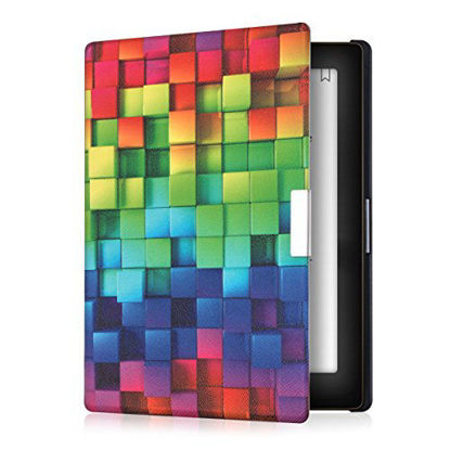 Picture of kwmobile Case Compatible with Kobo Aura Edition 1 - Case PU e-Reader Cover - Rainbow Cubes Multicolor/Green/Blue