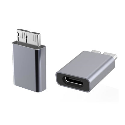 Picture of USB C to Micro B Adapter 1-Pack, Micro B to USB 3.1 Type C Gen2 Adapter Converter for Hard Drive Cable, USB C Hard Drive Cable Cord for USB 3.0 External Portable SSD HDD - Grey