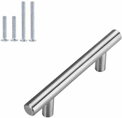 Picture of 20 Pack homdiy Drawer Handle Brushed Nickel Kitchen Hardware - HD201SN Cabinet Handles for Kitchen Furniture Hardware Derocative Straight Handle Pull, 8-4/5in Hole Centers