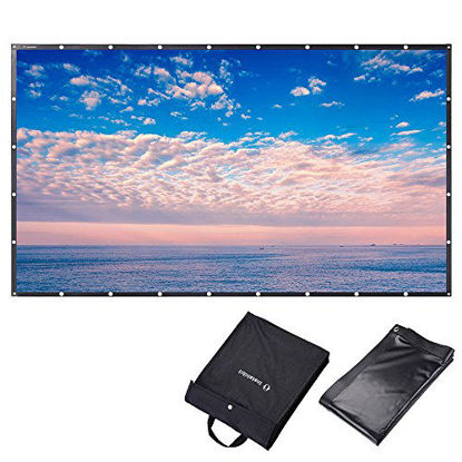 Picture of Instahibit 150" 16:9 Foldable Projector Screen Portable Outdoor Backyard Movie Screen Front Projection Screen PVC 3D 4K HD Indoor Home Theater Camping with Carry Bag
