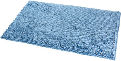 Picture of Amazon Basics Non-Slip Microfiber Shag Bathroom Rug Mat, 21" x 34", Lake Blue