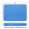 Picture of MicoYang Silicone Dish Drying Mat for Multiple Usage,Easy clean,Eco-friendly,Heat-resistant Silicone Mat for Kitchen Counter or Sink,Refrigerator or Drawer liner Lichen Blue L 16 inches x 12 inches
