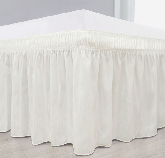Gonna Per Letto Elasticizzata Mk Collection | Facile Da Indossare | Twin/Full | Colore Bianco | Microfibra Morbida Con Volant - 3